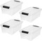 IRIS USA 4 Pack Plastic Storage Bins with Lids, 13 Quart, Latches Durable Nestable Containers Secure Pull Handle